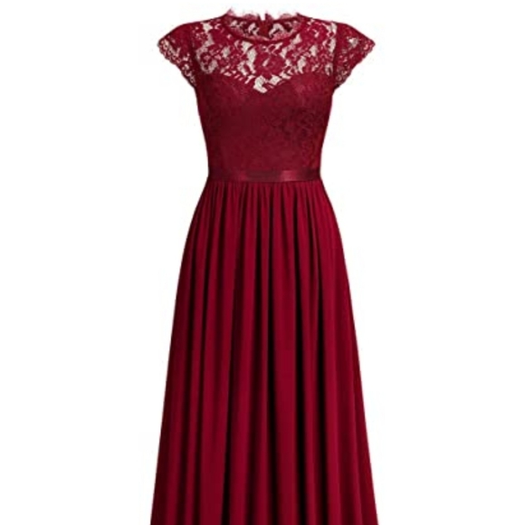 Formal Floral Lace Evening Party Maxi Dress - Picture 6 of 8